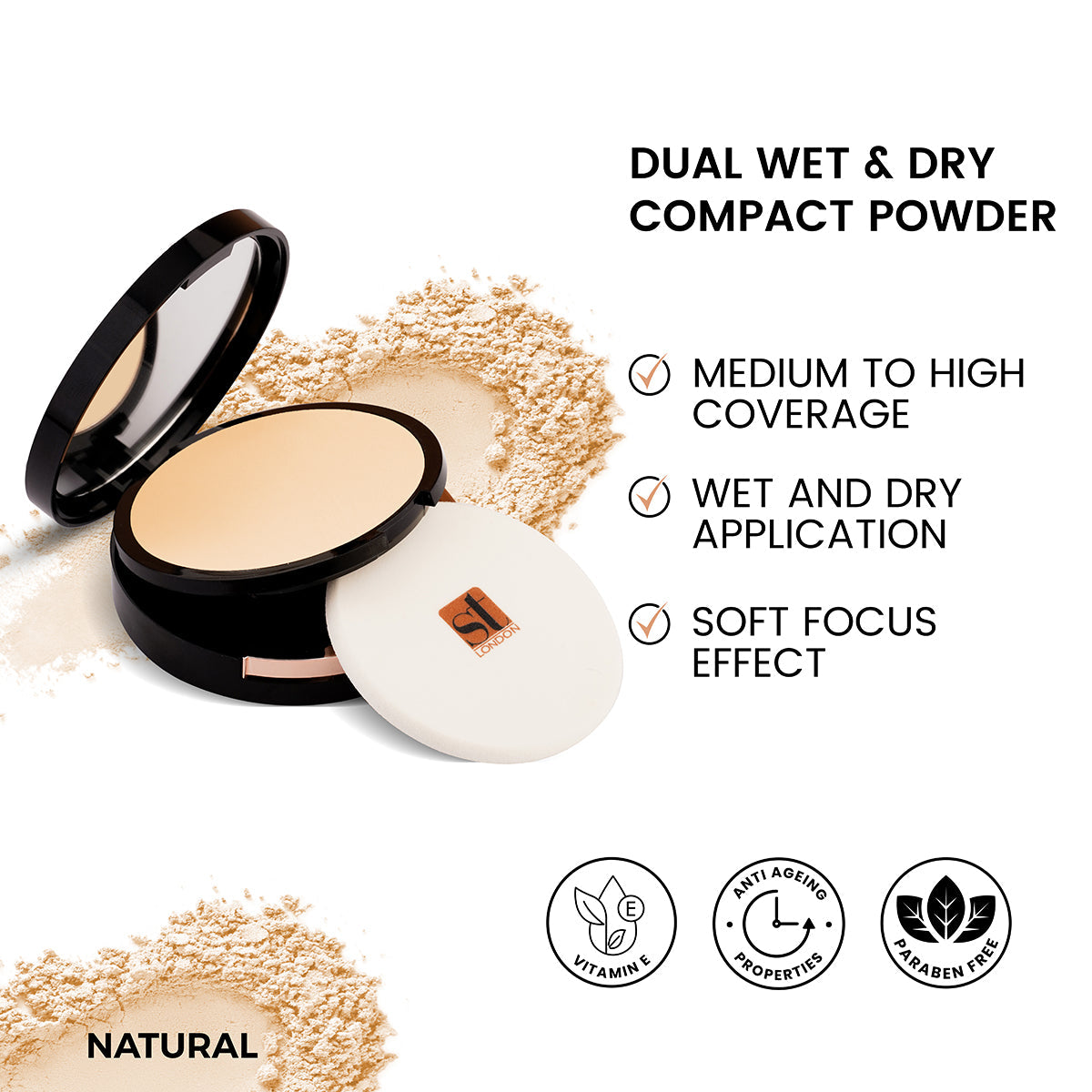 ST London - Dual Wet & Dry Compact Powder - Natural