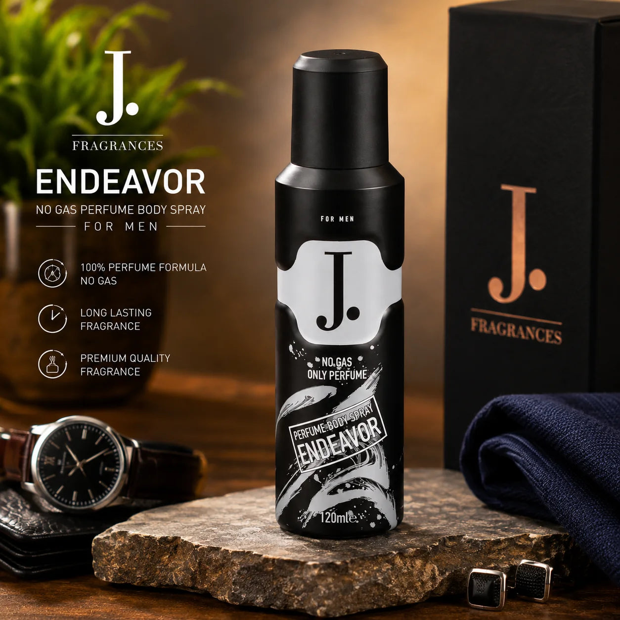 J. No Gas Perfume Body Spray – Endeavor – 120ml