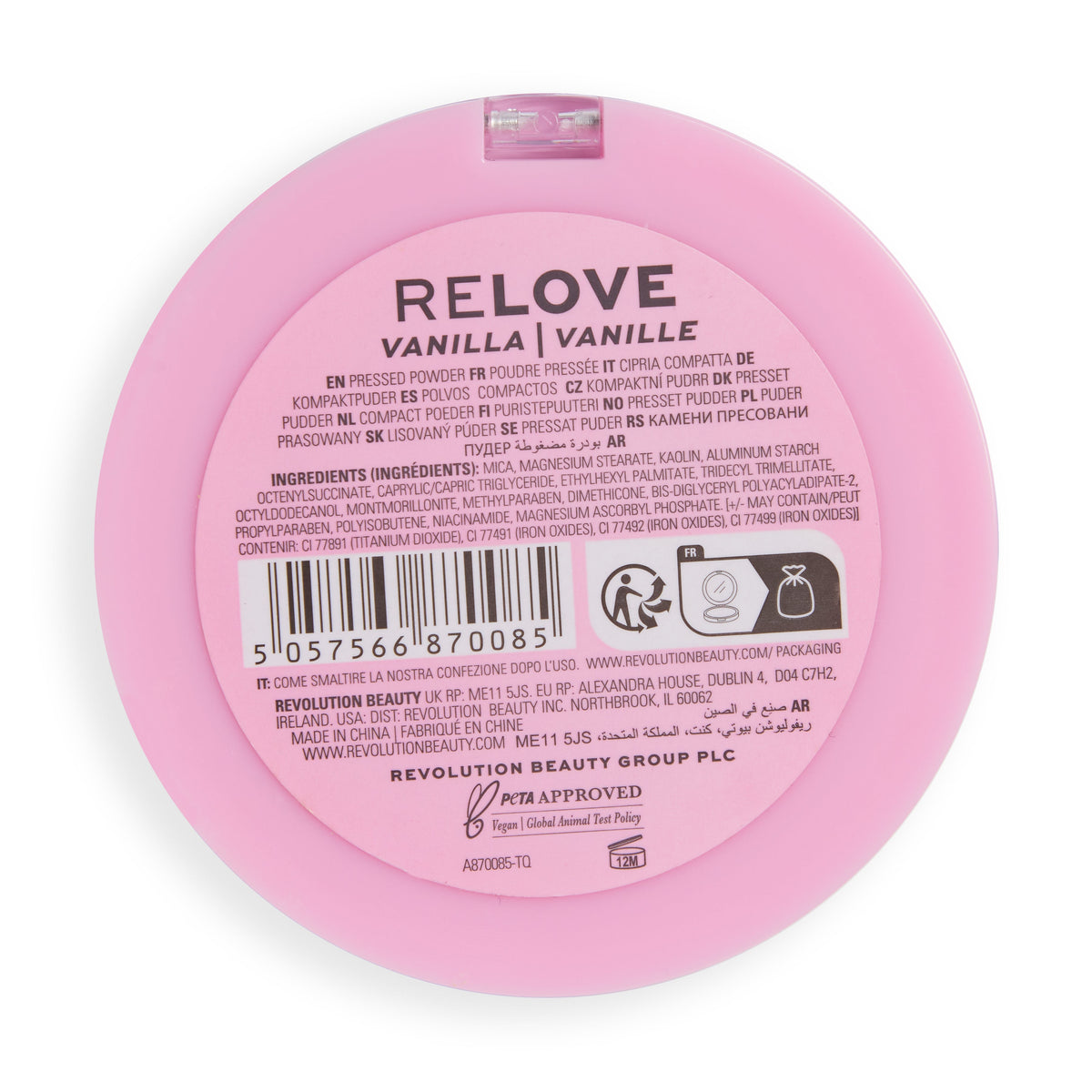 Relove By Revolution Super Matte Pressed Powder Vanilla