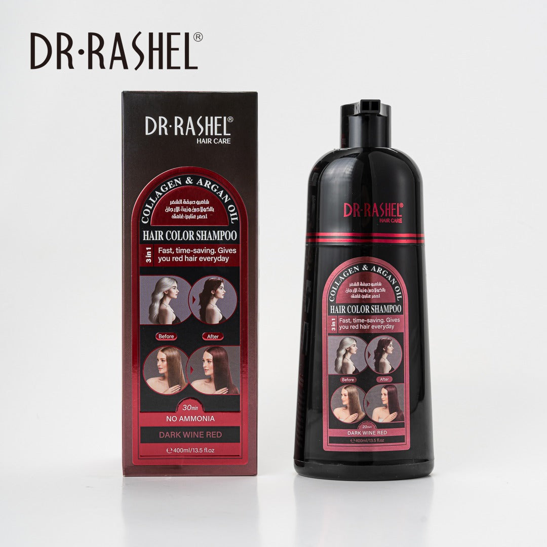Dr. Rashel Collagen & Argan Oil Hair Color Shampoo (Dark Wine Red)