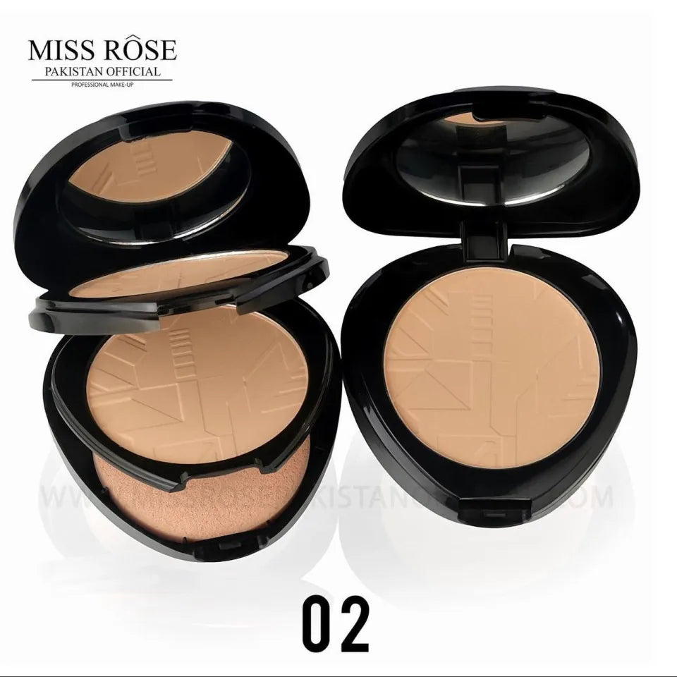 Miss Rose Elegant Black Triangle Compact Powder Hydrating Finish, Full Coverage, Pressed Powde