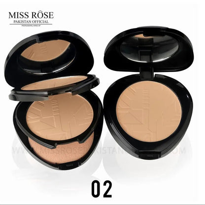Miss Rose Elegant Black Triangle Compact Powder Hydrating Finish, Full Coverage, Pressed Powde