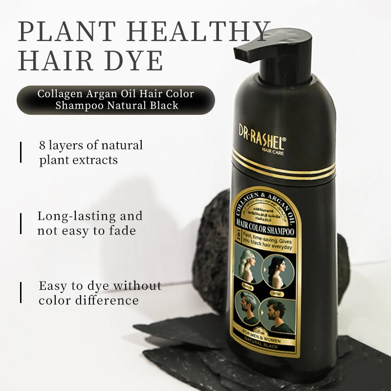Dr. Rashel Collagen & Argan Oil Hair Color Shampoo (Natural Black)