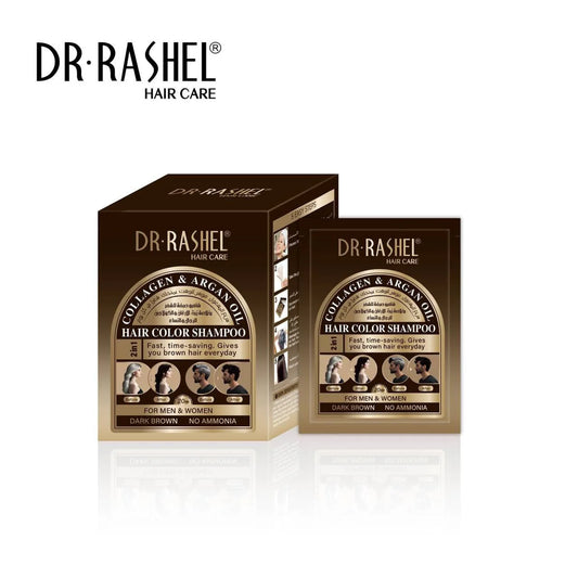Dr. Rashel Collagen & Argan Oil Hair Color Shampoo (Dark Brown) - Sachet