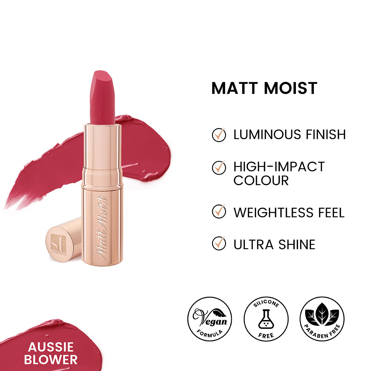 ST London - Matt Moist Long-Lasting Lipstick - Aussie Blower