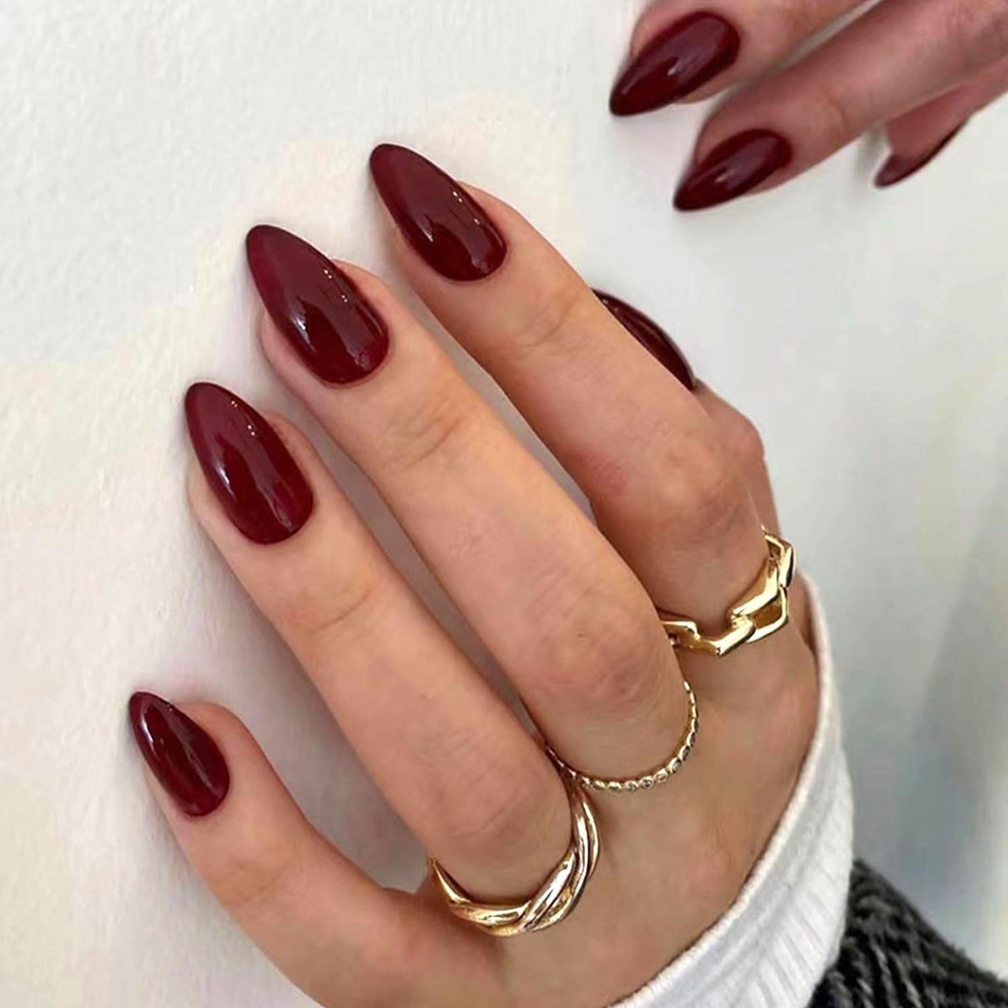 24 Pcs Press-on Fake Nails - Reusable-Wine Red