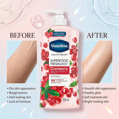 Vaseline - Body Lotion Healthy Bright Super Food Fresh Lock Cranberry-500Ml