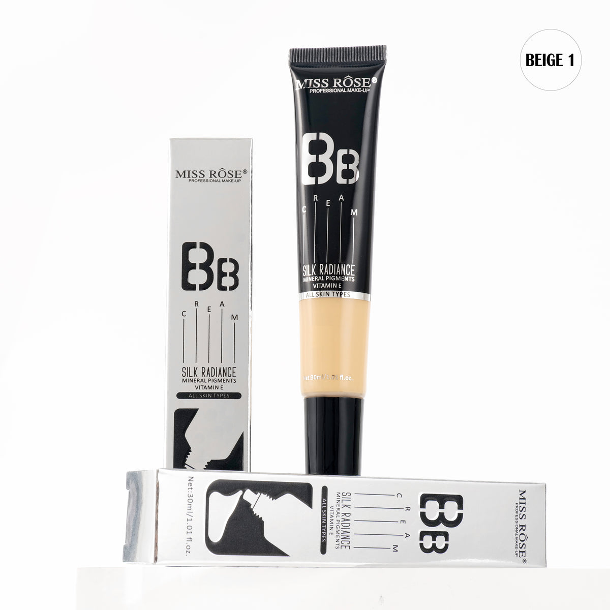 Miss Rose Silk Radiance Mineral Pigments All Skin Type Vitamin E Long-lasting BB Cream