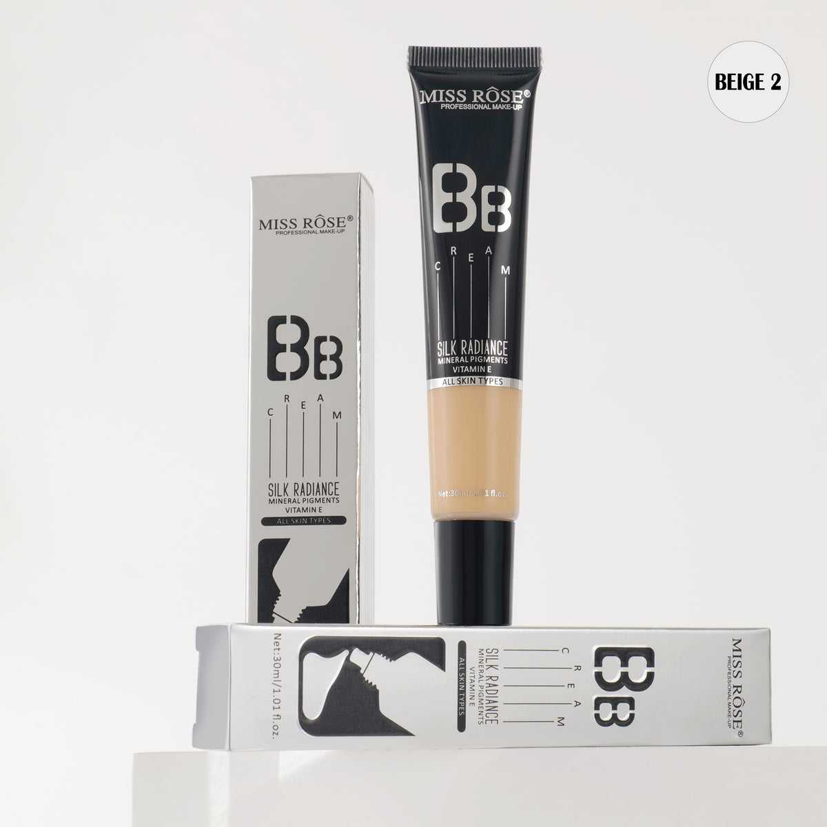 Miss Rose Silk Radiance Mineral Pigments All Skin Type Vitamin E Long-lasting BB Cream