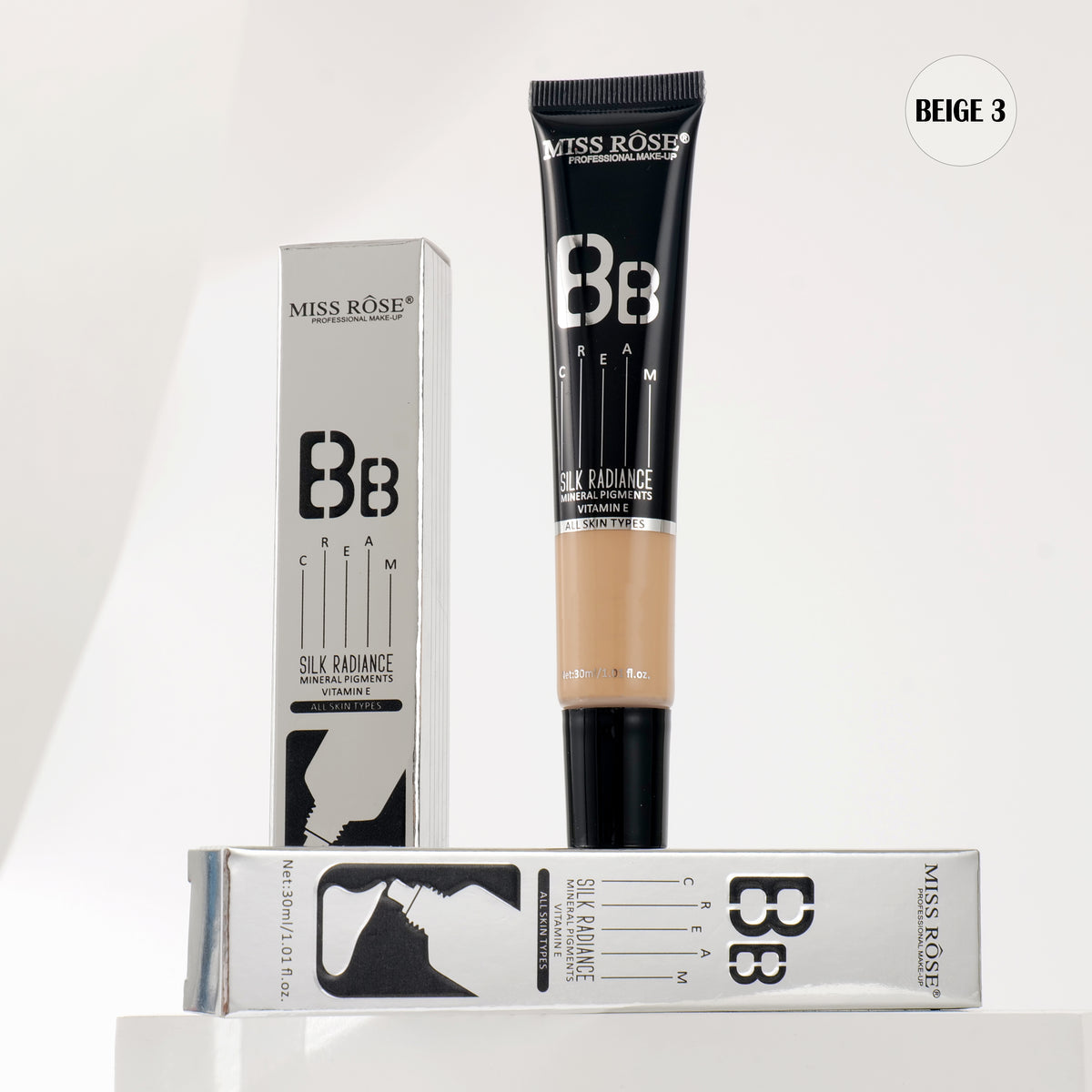 Miss Rose Silk Radiance Mineral Pigments All Skin Type Vitamin E Long-lasting BB Cream