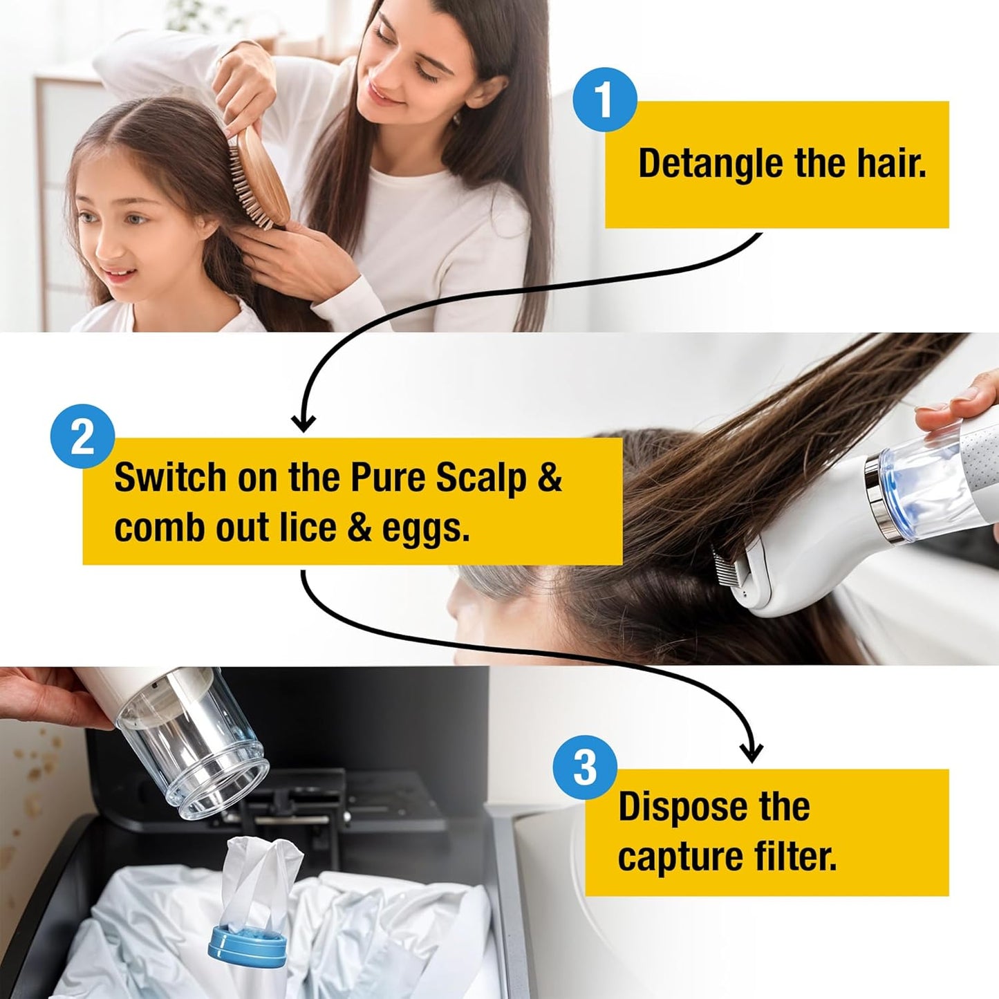 V-Comb Vacuum Comb for Lice Removal