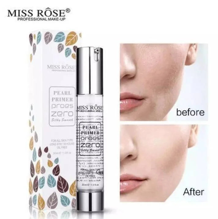 Miss Rose Pearl Primer proes zero silky smooth for all skin type long stay 18 Hour Oil Free 30ml.