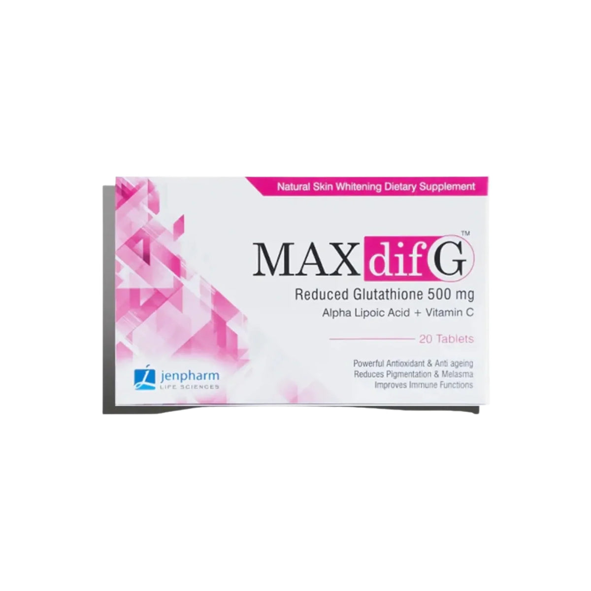Jenpharm-MAXdif G Reduced Glutathione-500mg-20Tablets