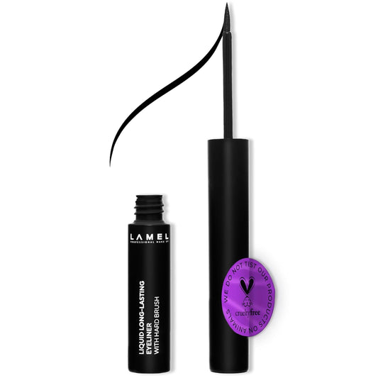 LAMEL Liquid Long-Lasting Eyeliner With Hard Brush №402 Graphite Black