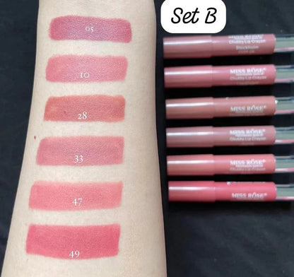 Miss Rose Chubby Lip Crayon Lipstick 6pcs Set