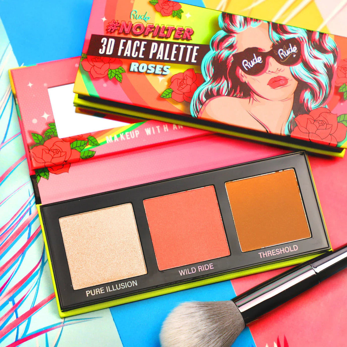 Rude Cosmetics NoFilter 3D Face Palette Roses 9.9gm