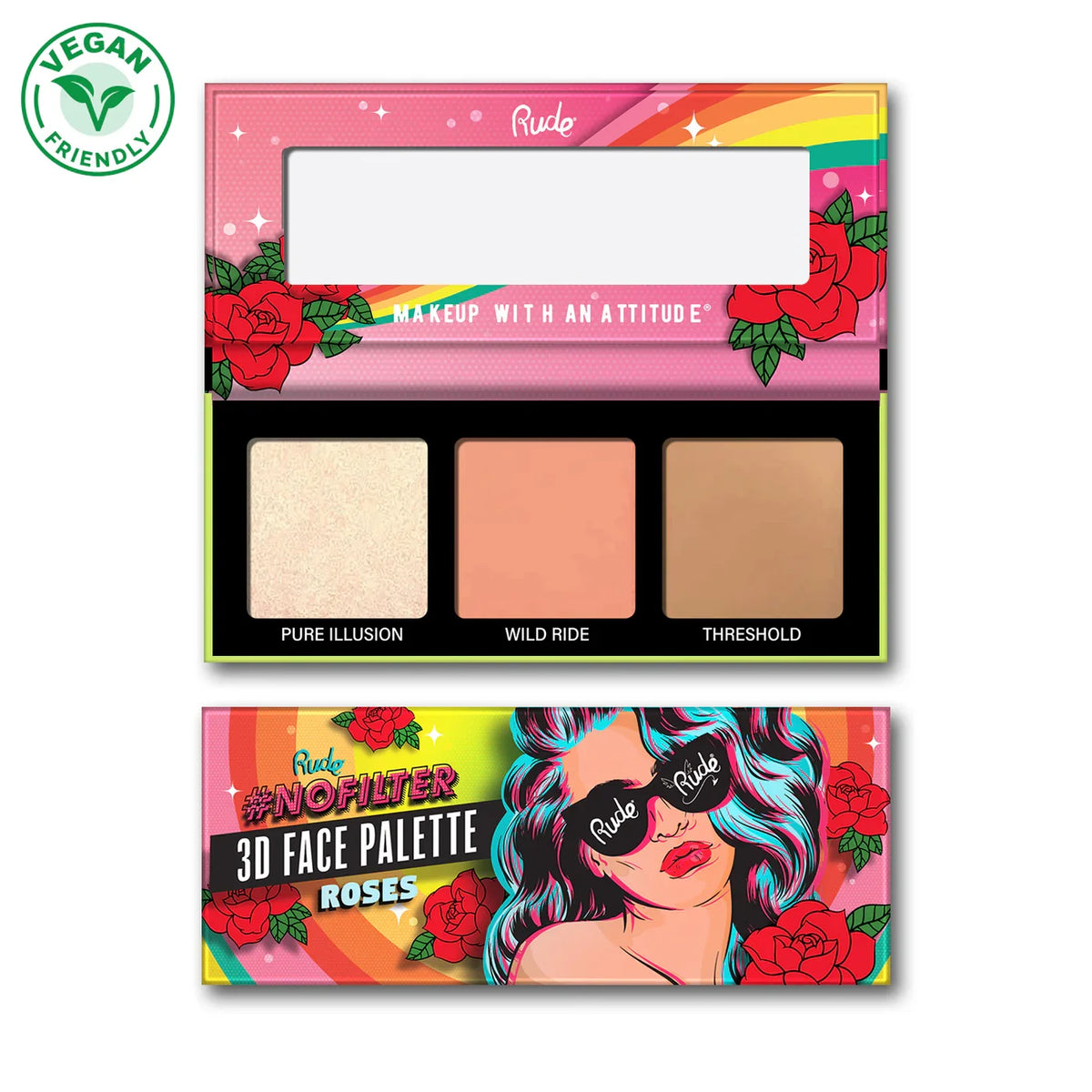 Rude Cosmetics NoFilter 3D Face Palette Roses 9.9gm