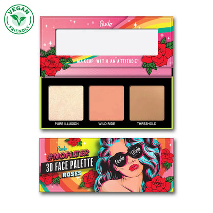 Rude Cosmetics NoFilter 3D Face Palette Roses 9.9gm