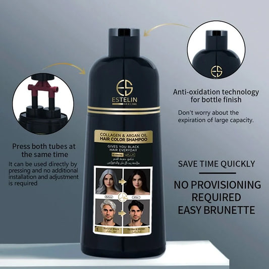 Estelin Collagen & Argan Oil Hair Color Shampoo (Natural Black)