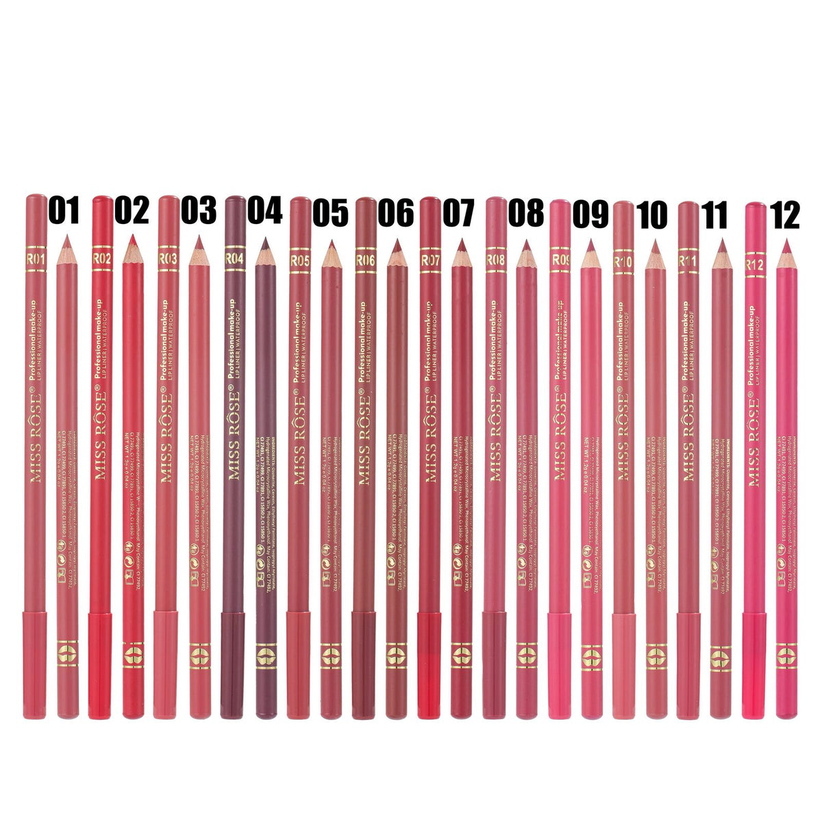 Miss Rose 12pcs Waterproof Lip Liners