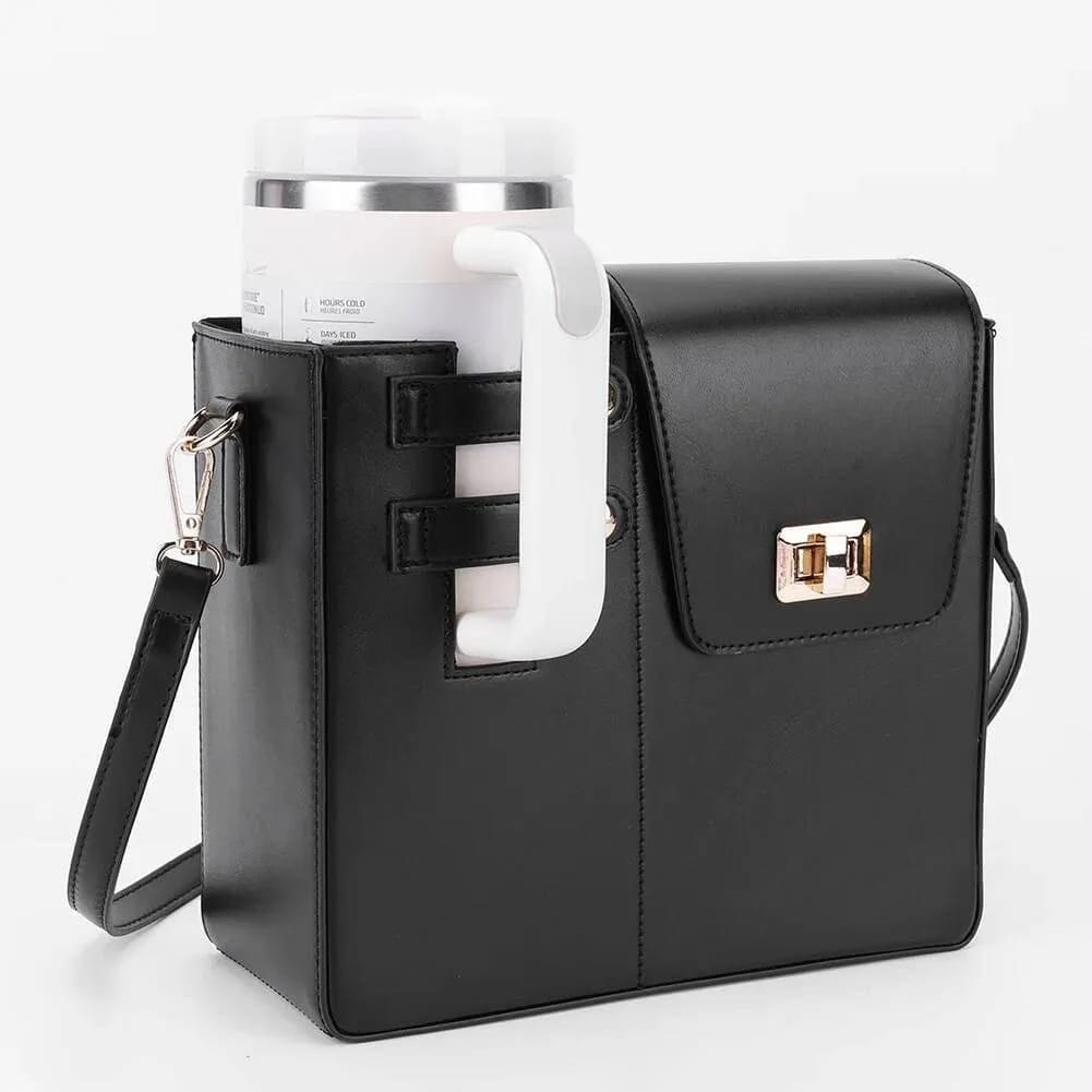 Stanley Tumbler Leather Carry Cross Body Bag With Storage Pocket