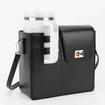 Stanley Tumbler Leather Carry Cross Body Bag With Storage Pocket