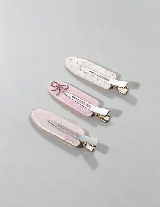 3Pc Cute Hair Clips - Pink