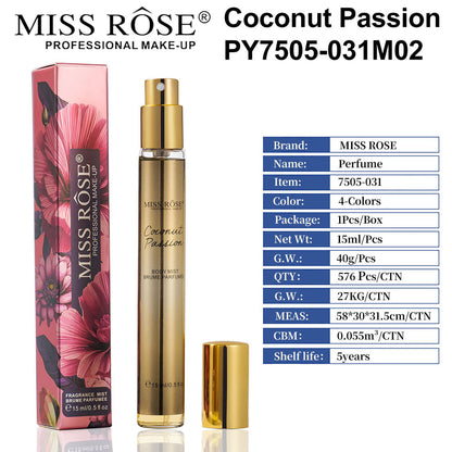 MISS ROSE Mini Pocket Body Mist Women's Perfume Spray Long Lasting Original 15ml