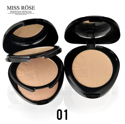 Miss Rose Elegant Black Triangle Compact Powder Hydrating Finish, Full Coverage, Pressed Powde