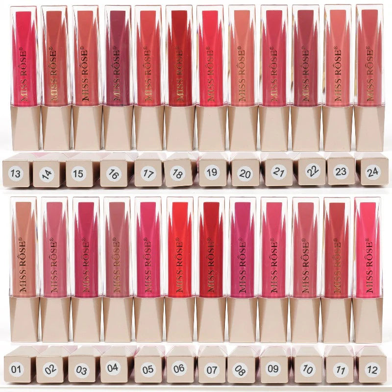 Miss Rose New Pack of 03 Matte Golden Cap Lip Gloss