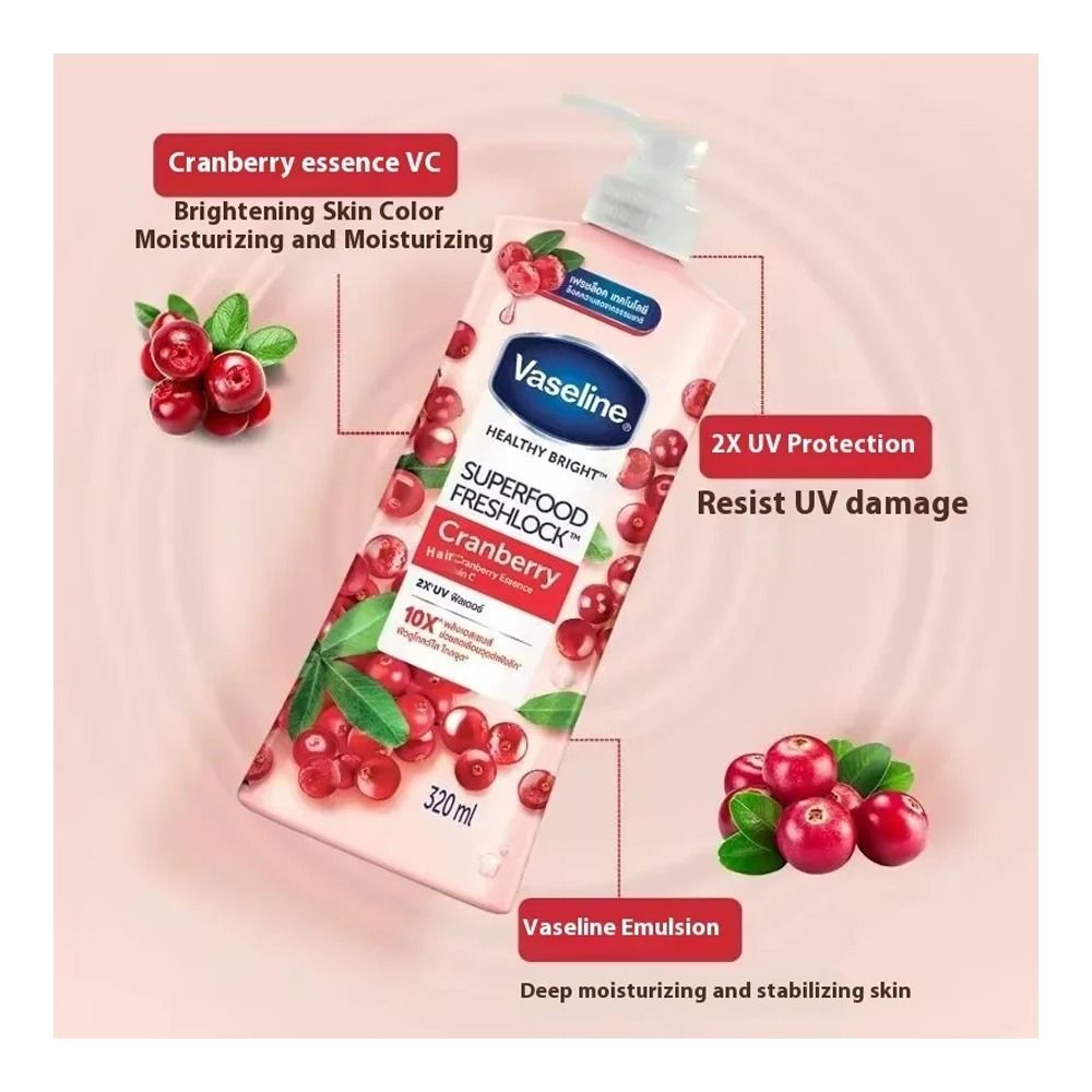 Vaseline Body Lotion Healthy Bright Super Food Fresh Lock Cranberry-320Ml