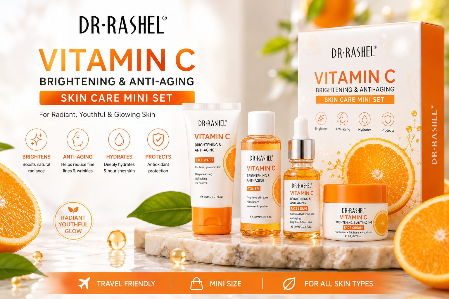 Dr. Rashel Vitamin C Brightening & Anti-Aging Skin Care Mini Set
