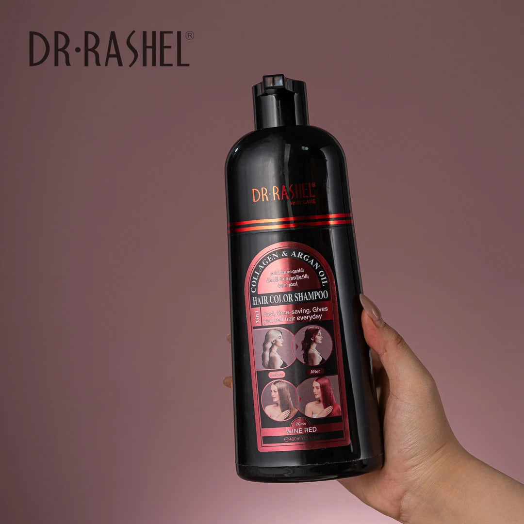 Dr. Rashel Collagen & Argan Oil Hair Color Shampoo (Wine Red)