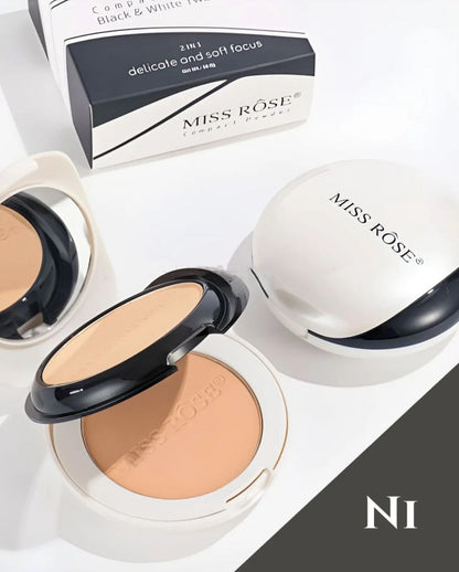 Miss Rose Black & White Two-Tone Delicate and Soft Focus Compact Powder